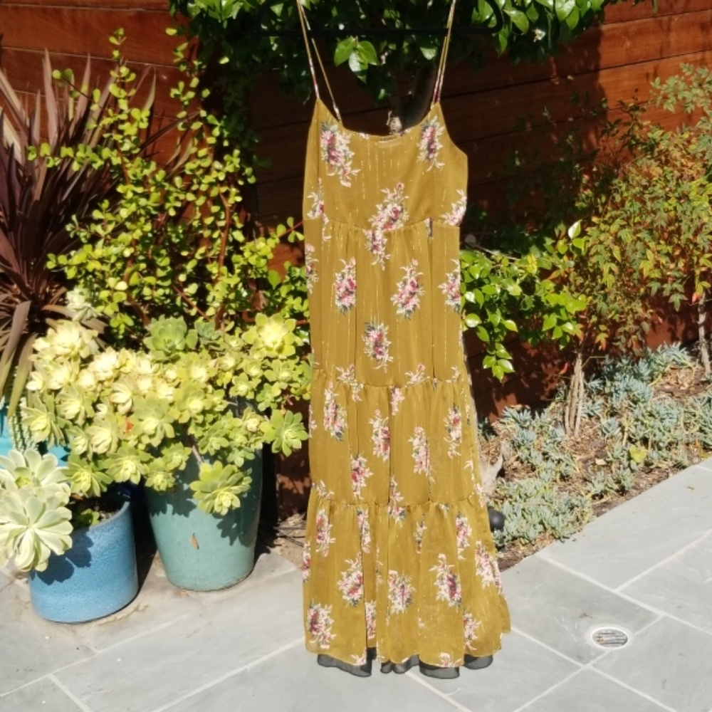 Madewell olive/floral maxi dress, size 10